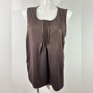 NEW Catherines Women's Brown Gold Shimmer Sleeveless Top Sz 1X (18/20W) Metallic